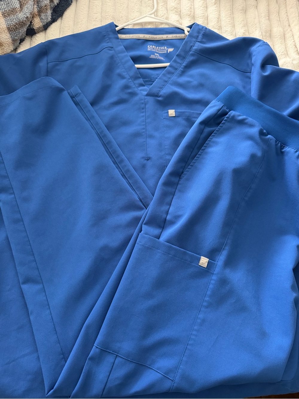 Fabletics Royal Blue V-Neck Scrub Top and Pants Set